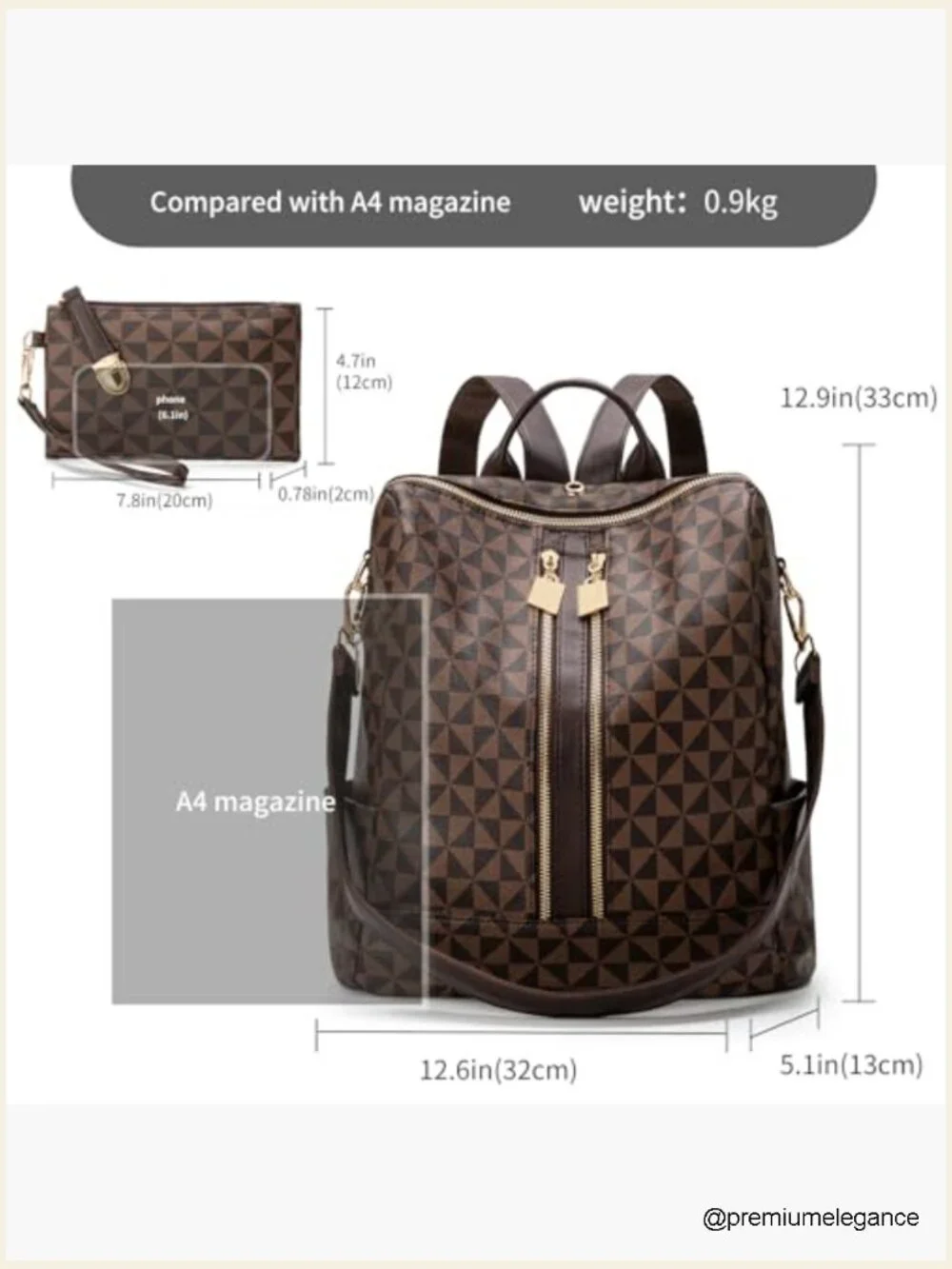 Large Fashion Designer Travel Backpack Purse Anti-Theft Laptop Bag